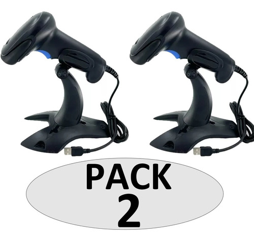 Pack X2 Lector Codigo De Barra Laser Usb Con Base