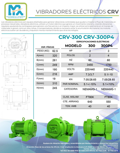 Motor Vibrador Electrico Industrial Vimai Crv-300p4 3hp220v