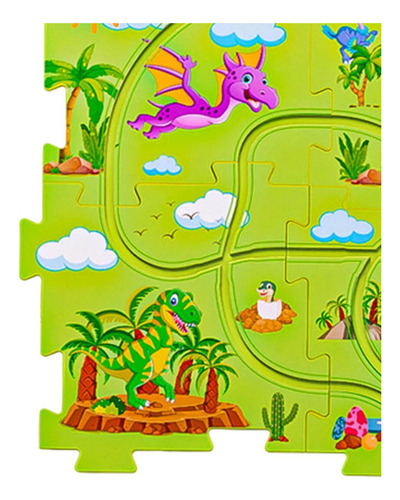 Puzzle Tracks Set Slot Rail 4 Piezas Rompecabezas Dinosaurio