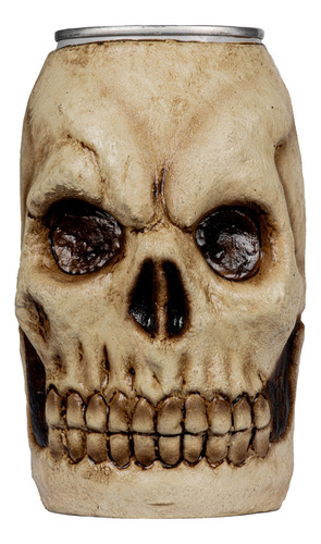 Cubre Lata De Cerveza Diseño Calavera Skull Craneo Halloween Color Beige