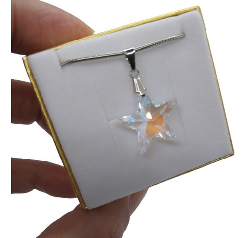 Colar Estrela Cristal Swarovski Blue Boreal 2,0 Cm