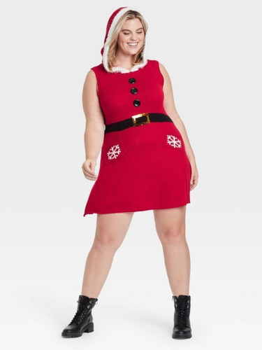 Vestido Para Dama Santa Claus Tejido Talla 2xl