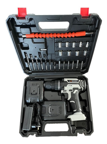 Kit Taladro Destornillador Inalámbrico 21v + 2 Baterías Color Gris