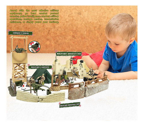Click N Play Juego De 60 Piezas Con Accesorios Militares Che