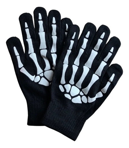 Guantes Lana Calavera Dedo Completo Adulto Halloween