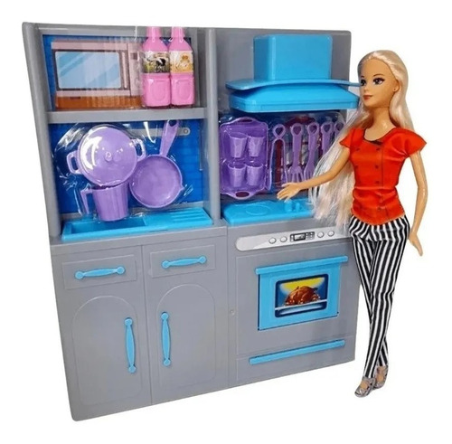 Muñeca Kiara Cocinera Con Accesorios Mueble Poppi Doll 7137
