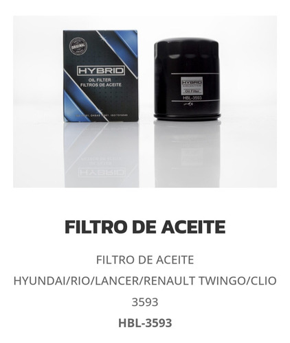 Filtro De Aceite Hybrid Hbl-3593 :oferta: Variedad En Filtro