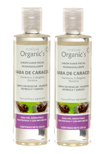 Jabón Baba De Caracol Facial Desmaquillante Florigan® 2 Pzs.