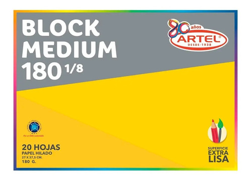 Block Medium 180 1/8 20 Hojas Artel