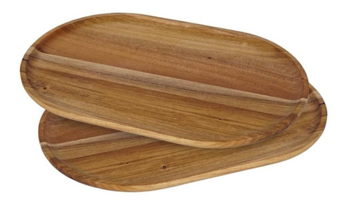 Juego De 2 Charolas De Madera Natural Hometrends 