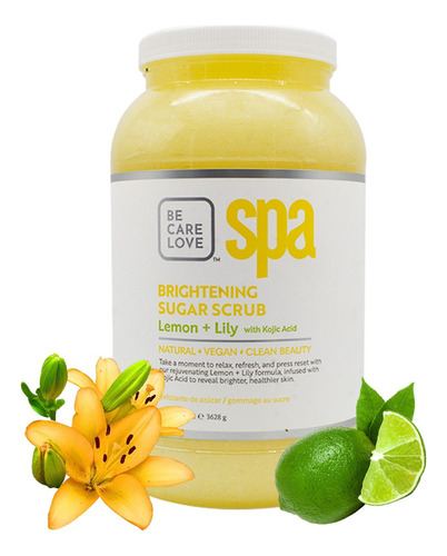  Exfoliante Corporal De Azucar Limon+lily Bclspa Vegano128oz Fragancia Limon Y Lili