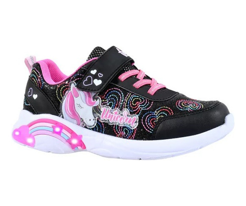 Zapatillas Footy Unicornio Negras Con Luz Led Funny Store