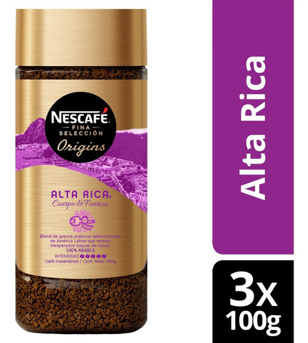 Café Nescafé® Fina Selección Alta Rica Frasco 100g Pack X3