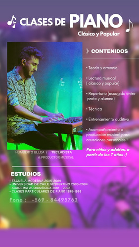 Clases De Piano A Domicilio, Clásico Y Popular