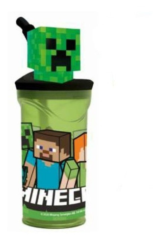 Vaso Minecraft C/figura En 3d Licencia Original Mi023