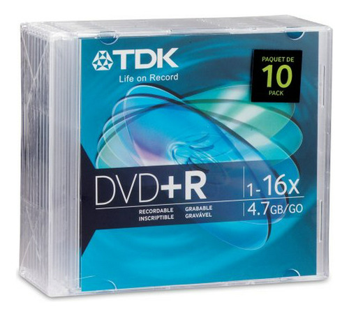 Dvd+r Tdk 16x 4.7gb (paquete 10)