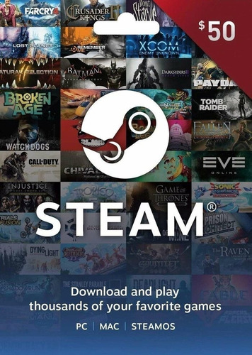 Tarjeta Steam Gift Card Digital Usa 50 Usd