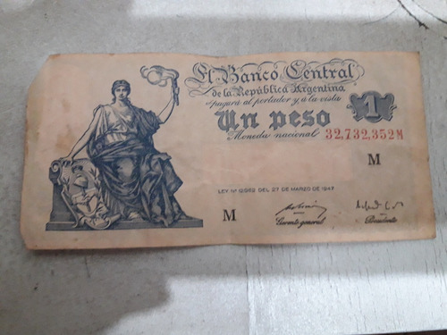 Billete 1 Peso Moneda Nacional 