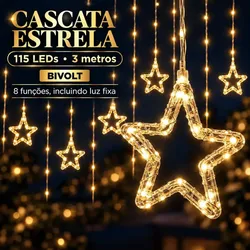 Cascata Estrela 3m 115 Leds Natal Prova D'água Bivolt 8 Fun