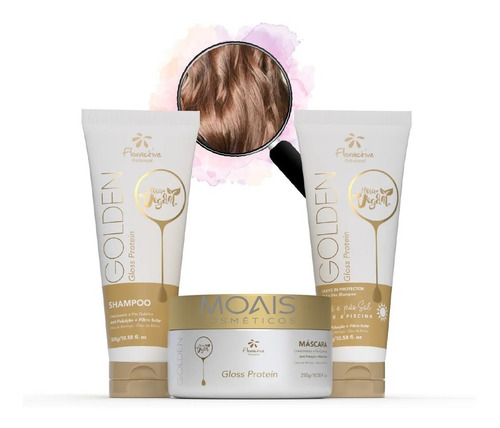 Kit Golden Gloss Protein Shampoo + Mascara + Leave-in