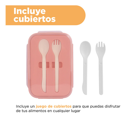 Miniso Contenedor De Alimentos En Forma Rectangular Con Cubi Color Rosa