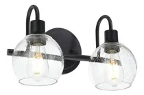 Comprar Aplique De Pared Negro De 2 Luces Pantallas De Vidrio S...