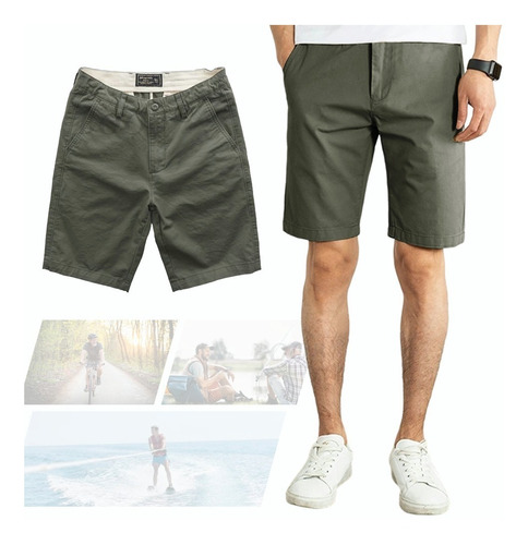 Shorts Bermudas Casual Algodón Hombre Moda Veranotipo Suelto