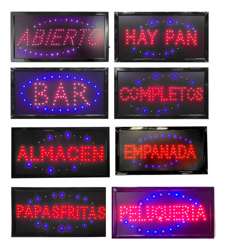 Letrero Aviso Led Signs Luminoso - Abierto - 48x25cm