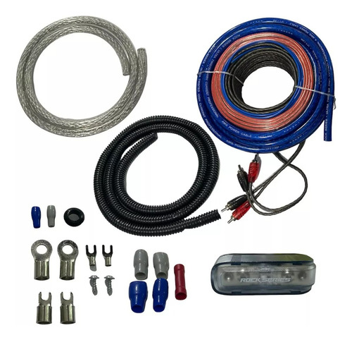 Kit De Cables Rock Series Ofc Calibre 8 Awg Uso Amplificador