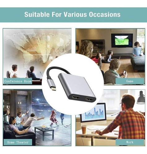 Adaptador Usb Tipo C A Hdmi Vga Convertidor De Vídeo 4k