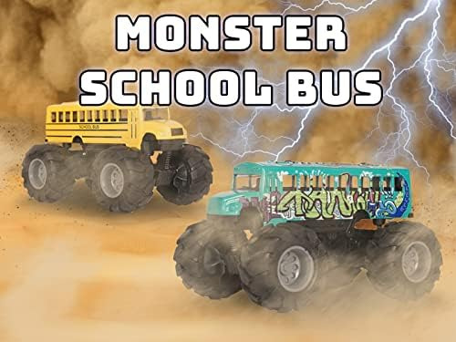 Crelloci Autobús Escolar Monster Truck Toy ' Juego De 2 Unid