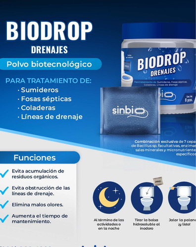 Imagen 3 de 3 de Biodrop Drenajes Bacterias Y Enzimas Sinbio
