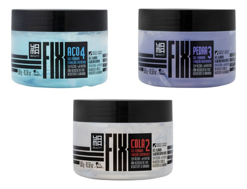Kit Yama Fix Gel Fixador 300g - Versões Pedra + Cola + Aço