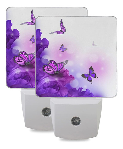 ~? Alaza Purple Flowers Night Light Set De 2, Butterfly Tuli