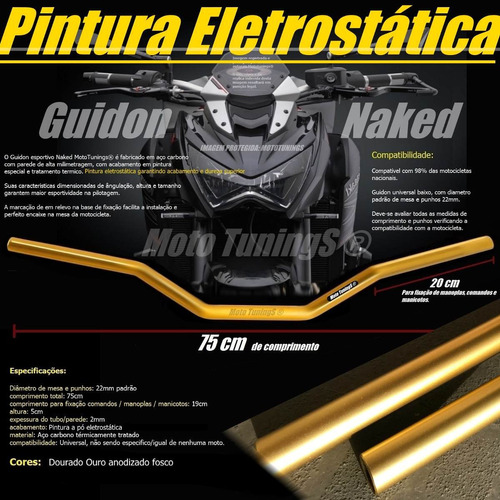 Guidão, Guidon Esportivo Ouro Cb300, Twister, Cg, Hornet Xre