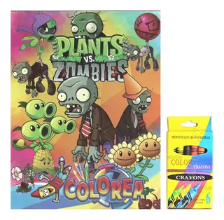 12 Libros Colorear Plantas Zombies 16 Pag + 12 Crayolas