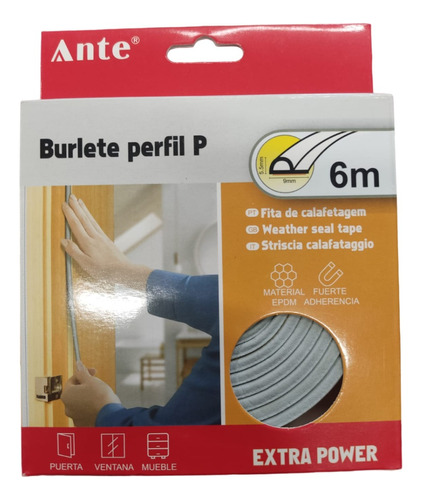 Perfil Burlete P Aislante Puertas, Ventana Insonoriza 5m