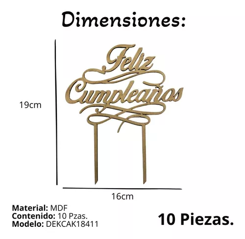 Convención Retorcido Asociar Cake Topper Feliz Cumpleaños 10 Pzas.