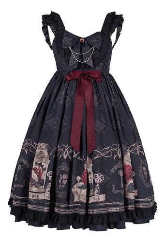 Vestido Lolita Vintage De Estilo Gótico Feminino