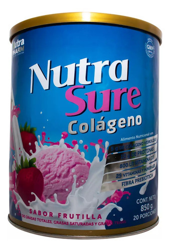 Suplemento Nutra Sure Colageno 850g Sabor Frutilla