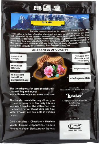Loacker Quadratini Chocolate Oscuro Crema Galletas De La Obl