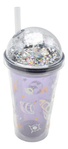 Vaso Plastico Tapa Con Adorno Y Popote Astronauta Sm22hat230