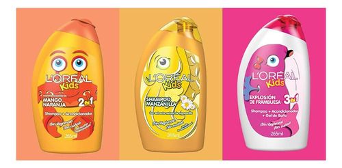 Shampoo L'oréal Kids Manzanilla, Mango, Framb 3pza De 265ml