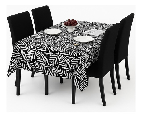 Mantel Rectangular 2 X 1,50m Antimancha Premium Estampados F Color Negro Selva