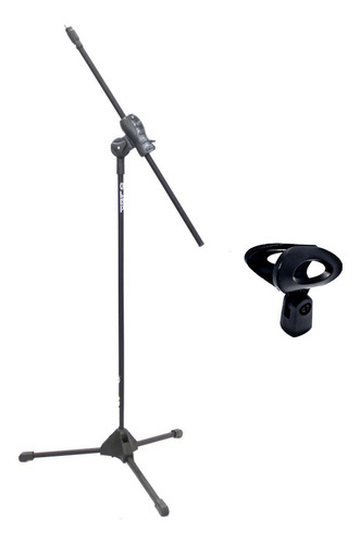 Pedestal Microfone Ibox Girafa + Cachimbo C/ Fio Brinde Cor Preto