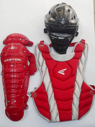 Equipo De Catcher Easton Rojo Negro Gris Juvenil