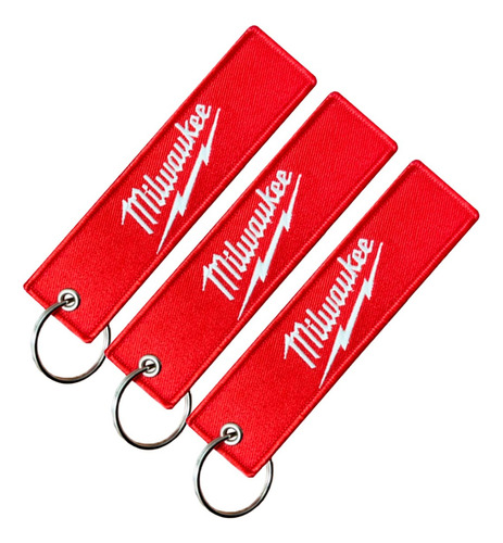 3x Chaveiros Bordado Milwaukee - Premium Cor Vermelho E Branco