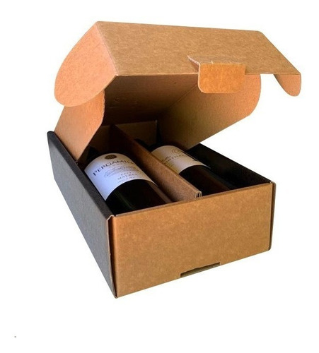 Estuche Caja De Cartón Vino Para 2 Botellas Compostable X2un