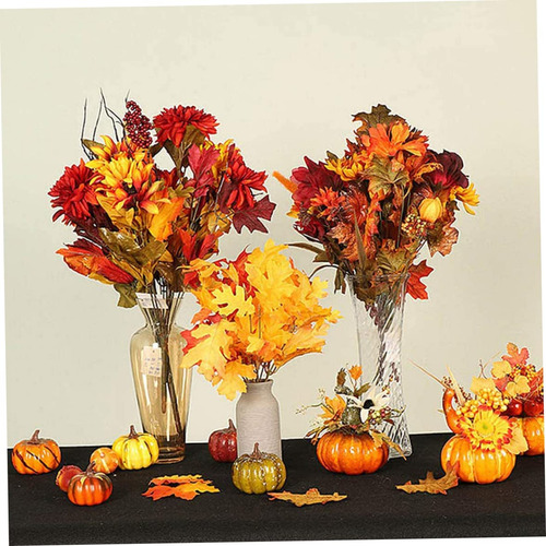 Decoración De Halloween, Mini Calabazas Artificiales Hojas