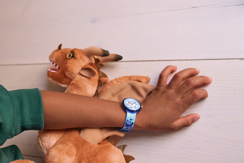 Reloj Flik Flak Cosmiclion Zfbnp234 Correa Azul Bisel Azul Fondo Azul